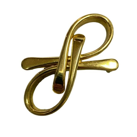 Vintage 60s Gold Tone Brooches - Star, Squiggle, Sunburst, Bow Knot - Art Deco, - Picture 6 of 9